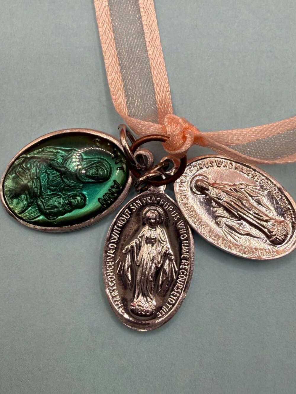 Lot Set Vintage Catholic Religious Medals Virgin Mary Miraculous St Saint Ann